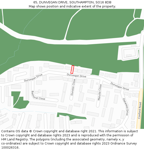 65, DUNVEGAN DRIVE, SOUTHAMPTON, SO16 8DB: Location map and indicative extent of plot