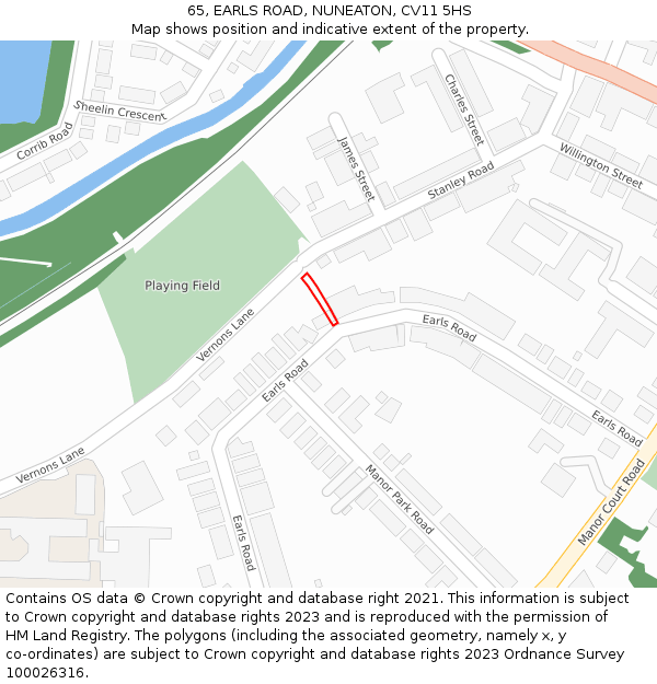 65, EARLS ROAD, NUNEATON, CV11 5HS: Location map and indicative extent of plot
