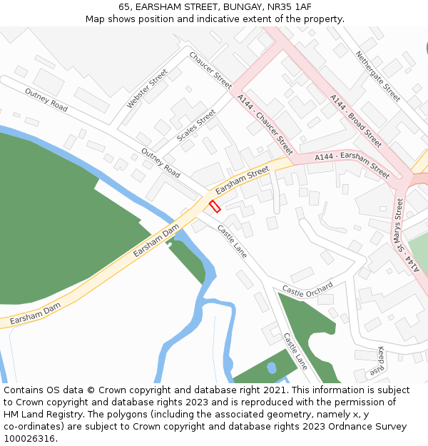65, EARSHAM STREET, BUNGAY, NR35 1AF: Location map and indicative extent of plot