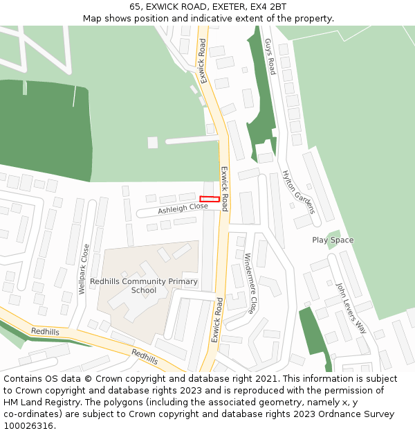 65, EXWICK ROAD, EXETER, EX4 2BT: Location map and indicative extent of plot