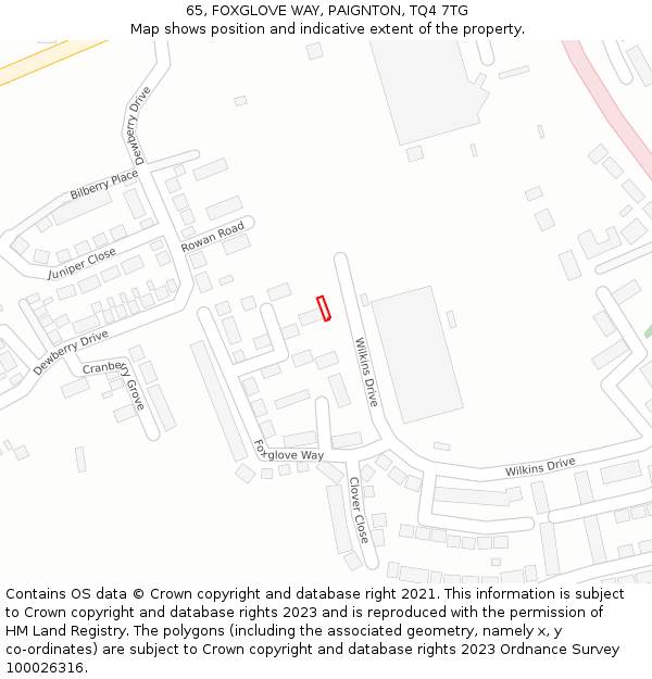 65, FOXGLOVE WAY, PAIGNTON, TQ4 7TG: Location map and indicative extent of plot