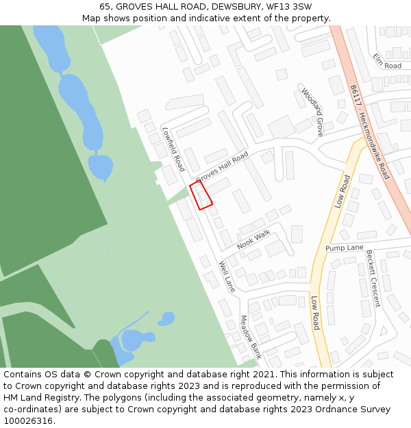 65, GROVES HALL ROAD, DEWSBURY, WF13 3SW: Location map and indicative extent of plot
