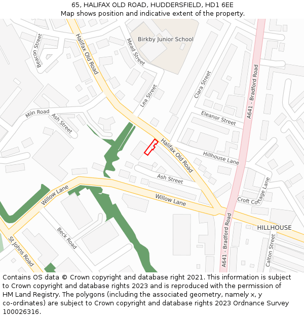65, HALIFAX OLD ROAD, HUDDERSFIELD, HD1 6EE: Location map and indicative extent of plot
