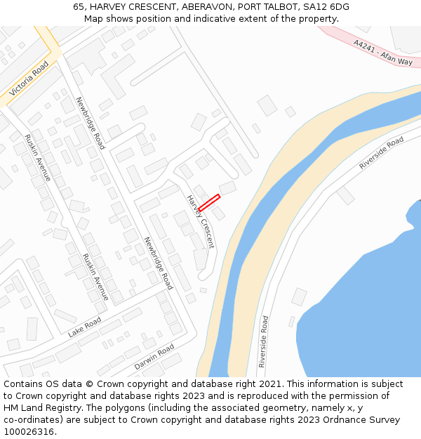 65, HARVEY CRESCENT, ABERAVON, PORT TALBOT, SA12 6DG: Location map and indicative extent of plot