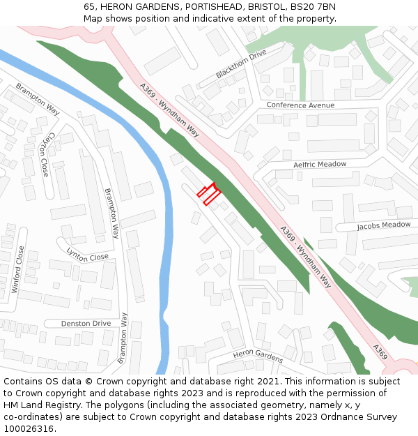 65, HERON GARDENS, PORTISHEAD, BRISTOL, BS20 7BN: Location map and indicative extent of plot