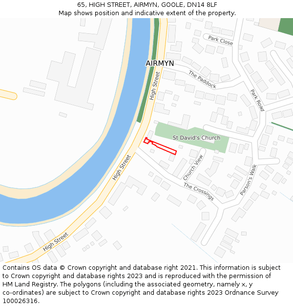 65, HIGH STREET, AIRMYN, GOOLE, DN14 8LF: Location map and indicative extent of plot