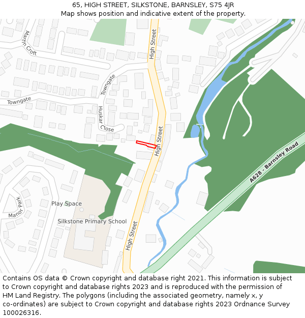 65, HIGH STREET, SILKSTONE, BARNSLEY, S75 4JR: Location map and indicative extent of plot