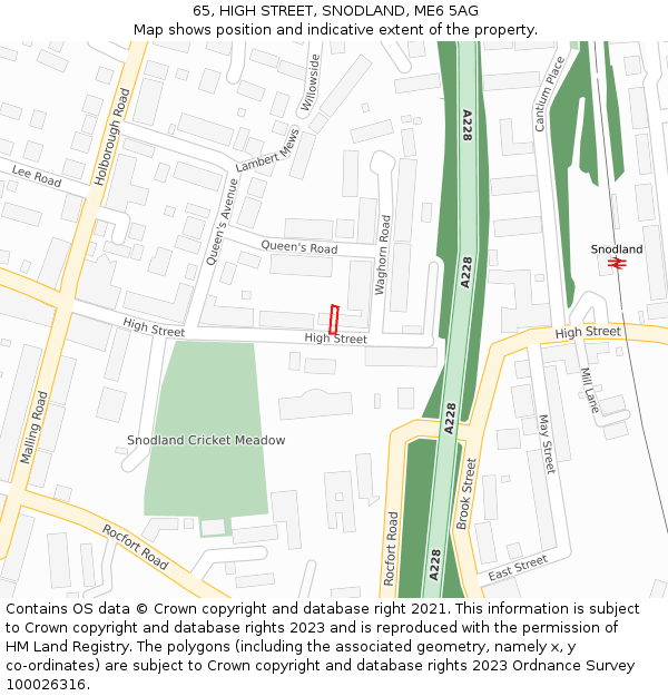 65, HIGH STREET, SNODLAND, ME6 5AG: Location map and indicative extent of plot