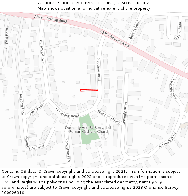 65, HORSESHOE ROAD, PANGBOURNE, READING, RG8 7JL: Location map and indicative extent of plot