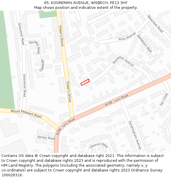 65, KOOREMAN AVENUE, WISBECH, PE13 3HY: Location map and indicative extent of plot
