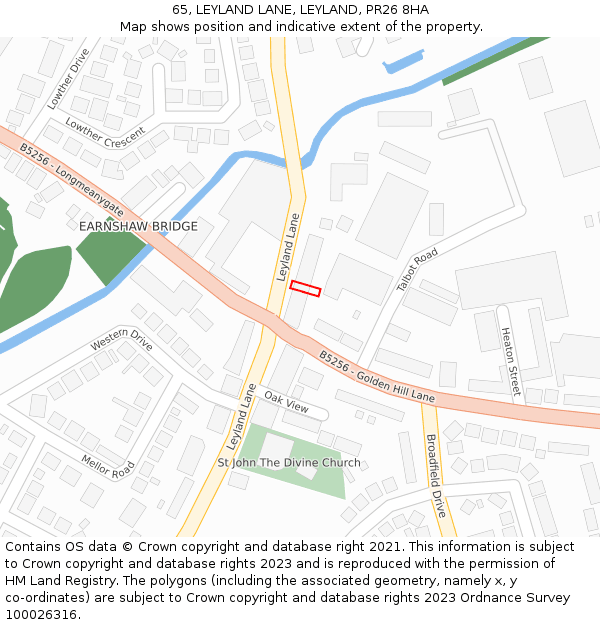 65, LEYLAND LANE, LEYLAND, PR26 8HA: Location map and indicative extent of plot