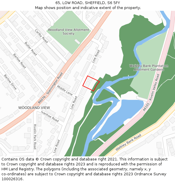 65, LOW ROAD, SHEFFIELD, S6 5FY: Location map and indicative extent of plot