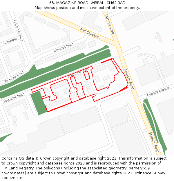65, MAGAZINE ROAD, WIRRAL, CH62 3AD: Location map and indicative extent of plot