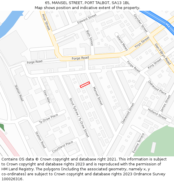 65, MANSEL STREET, PORT TALBOT, SA13 1BL: Location map and indicative extent of plot