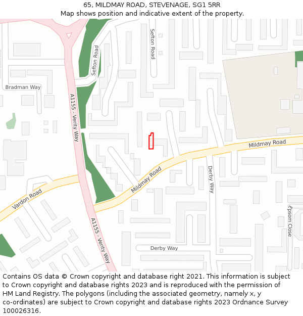 65, MILDMAY ROAD, STEVENAGE, SG1 5RR: Location map and indicative extent of plot