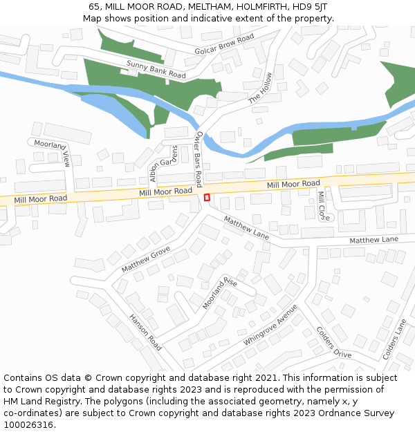 65, MILL MOOR ROAD, MELTHAM, HOLMFIRTH, HD9 5JT: Location map and indicative extent of plot