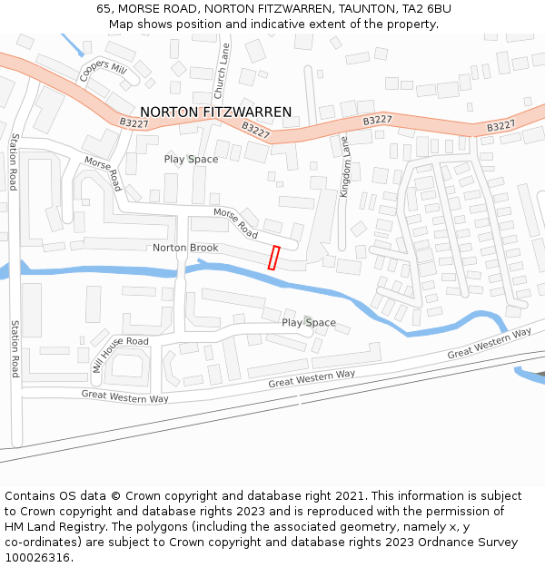 65, MORSE ROAD, NORTON FITZWARREN, TAUNTON, TA2 6BU: Location map and indicative extent of plot