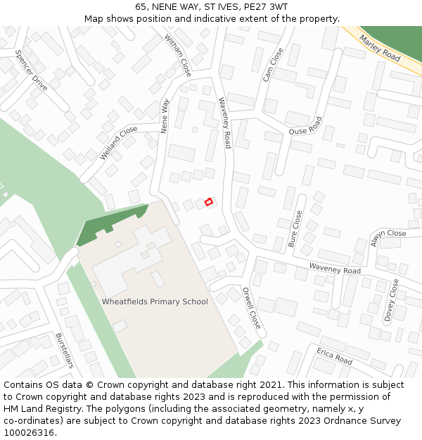 65, NENE WAY, ST IVES, PE27 3WT: Location map and indicative extent of plot