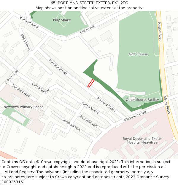 65, PORTLAND STREET, EXETER, EX1 2EG: Location map and indicative extent of plot