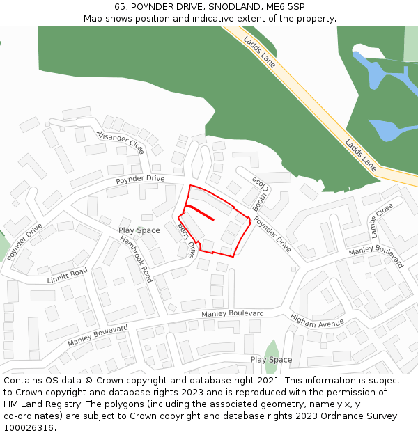 65, POYNDER DRIVE, SNODLAND, ME6 5SP: Location map and indicative extent of plot