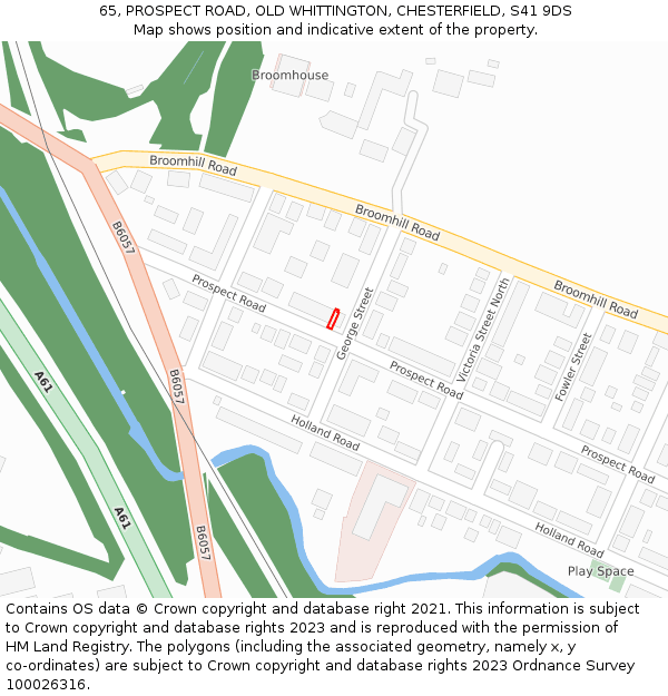 65, PROSPECT ROAD, OLD WHITTINGTON, CHESTERFIELD, S41 9DS: Location map and indicative extent of plot