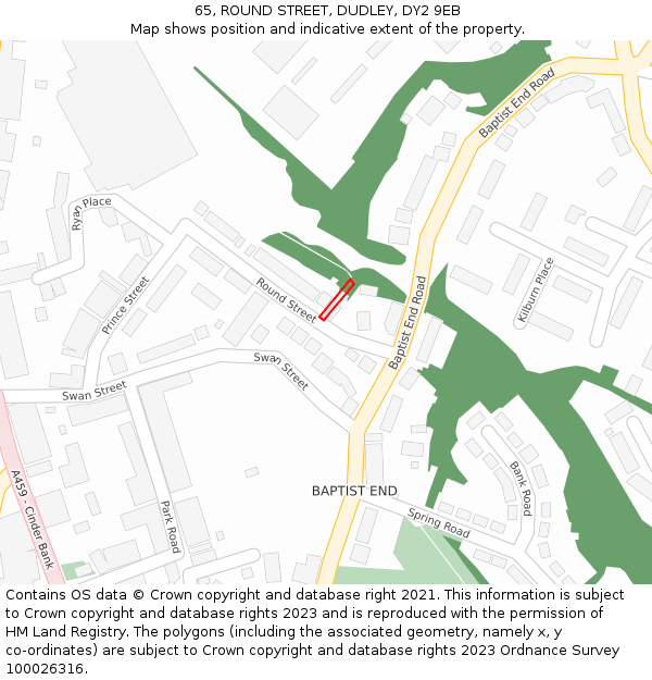 65, ROUND STREET, DUDLEY, DY2 9EB: Location map and indicative extent of plot