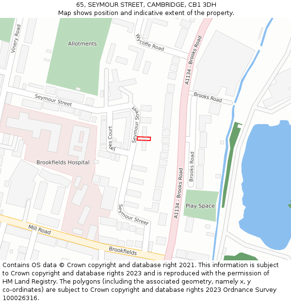 65, SEYMOUR STREET, CAMBRIDGE, CB1 3DH: Location map and indicative extent of plot