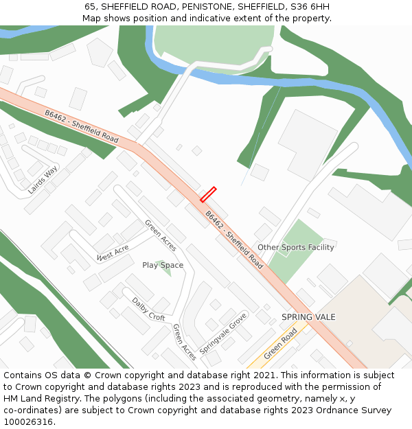 65, SHEFFIELD ROAD, PENISTONE, SHEFFIELD, S36 6HH: Location map and indicative extent of plot