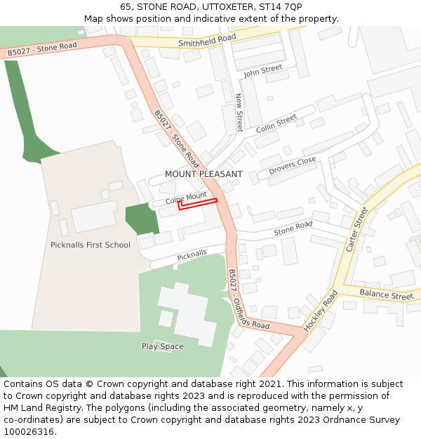 65, STONE ROAD, UTTOXETER, ST14 7QP: Location map and indicative extent of plot