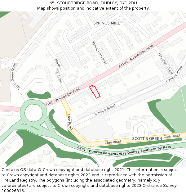 65, STOURBRIDGE ROAD, DUDLEY, DY1 2DH: Location map and indicative extent of plot