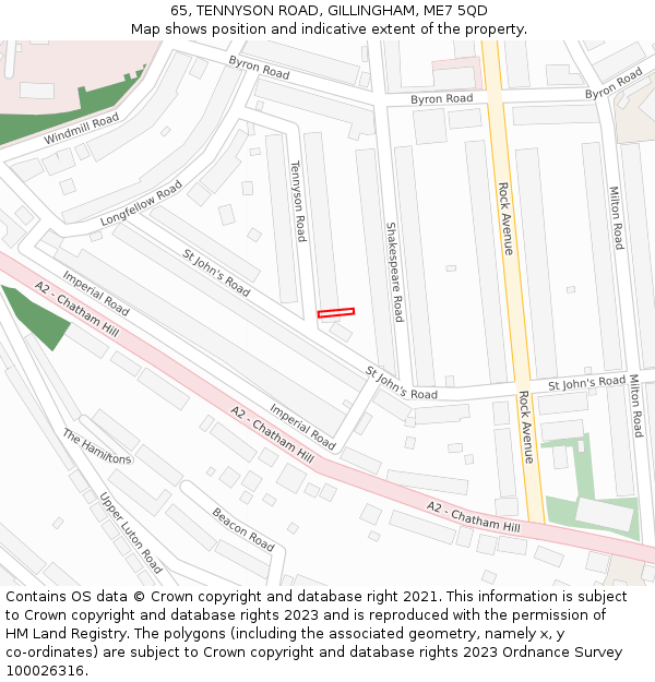 65, TENNYSON ROAD, GILLINGHAM, ME7 5QD: Location map and indicative extent of plot