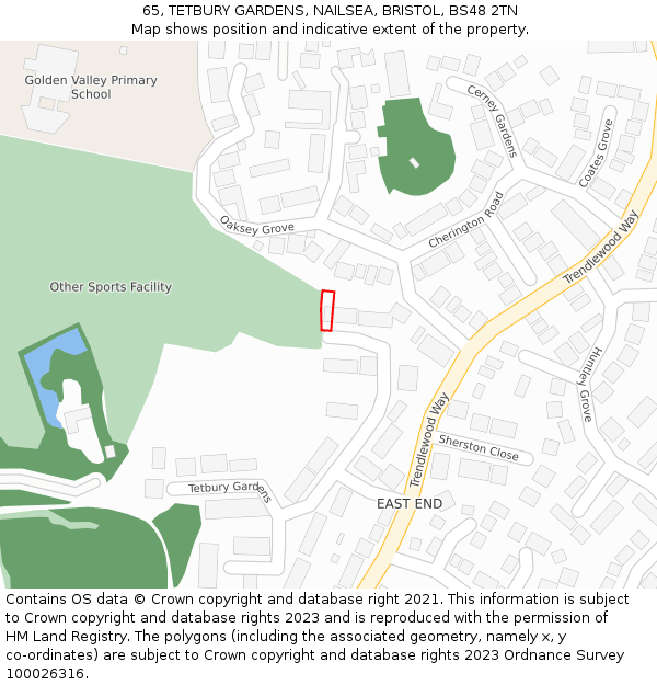 65, TETBURY GARDENS, NAILSEA, BRISTOL, BS48 2TN: Location map and indicative extent of plot