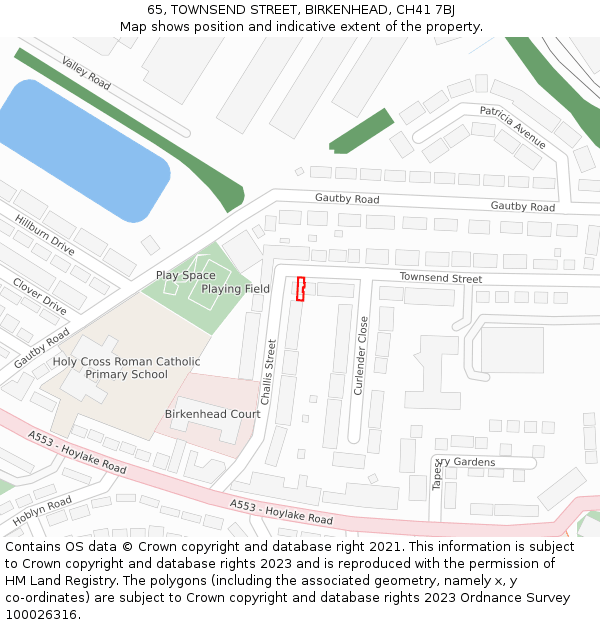 65, TOWNSEND STREET, BIRKENHEAD, CH41 7BJ: Location map and indicative extent of plot