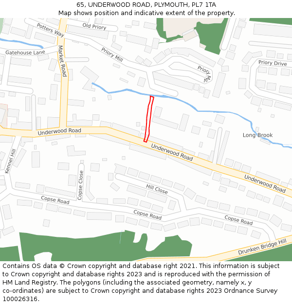 65, UNDERWOOD ROAD, PLYMOUTH, PL7 1TA: Location map and indicative extent of plot