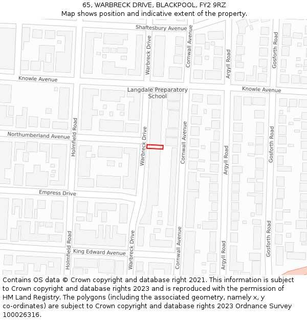 65, WARBRECK DRIVE, BLACKPOOL, FY2 9RZ: Location map and indicative extent of plot