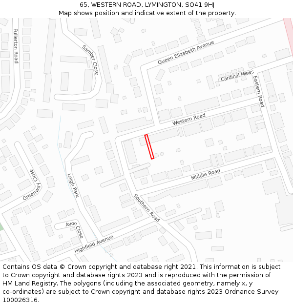 65, WESTERN ROAD, LYMINGTON, SO41 9HJ: Location map and indicative extent of plot
