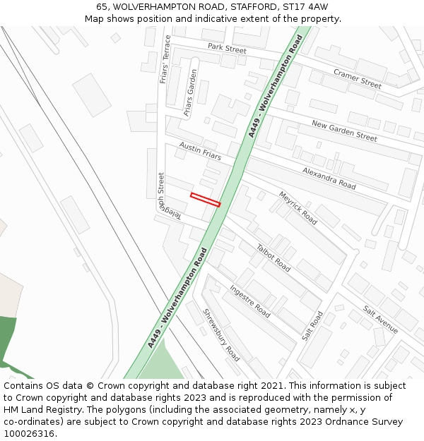 65, WOLVERHAMPTON ROAD, STAFFORD, ST17 4AW: Location map and indicative extent of plot