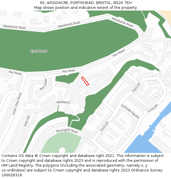 65, WOODACRE, PORTISHEAD, BRISTOL, BS20 7EH: Location map and indicative extent of plot