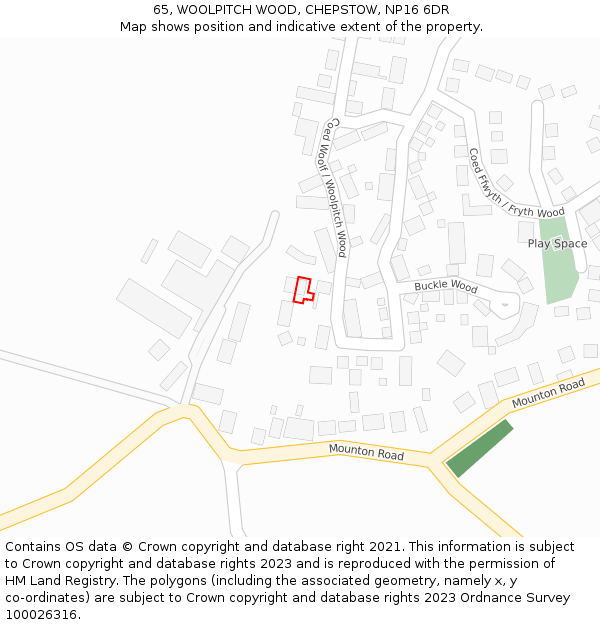 65, WOOLPITCH WOOD, CHEPSTOW, NP16 6DR: Location map and indicative extent of plot