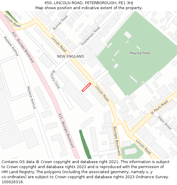 650, LINCOLN ROAD, PETERBOROUGH, PE1 3HJ: Location map and indicative extent of plot
