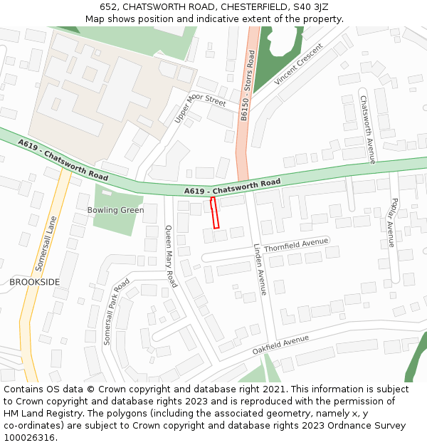 652, CHATSWORTH ROAD, CHESTERFIELD, S40 3JZ: Location map and indicative extent of plot