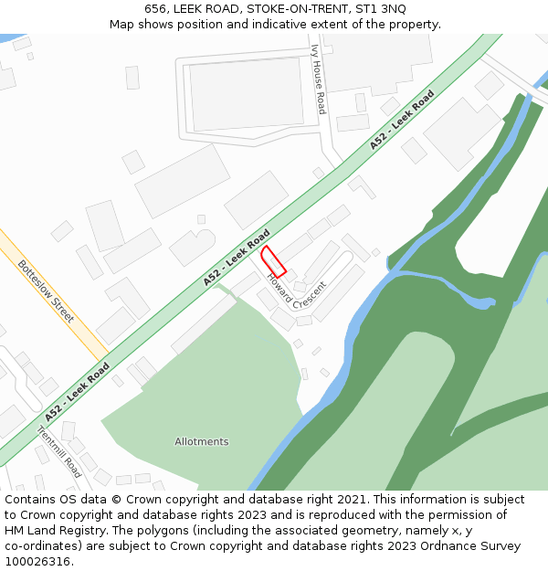 656, LEEK ROAD, STOKE-ON-TRENT, ST1 3NQ: Location map and indicative extent of plot