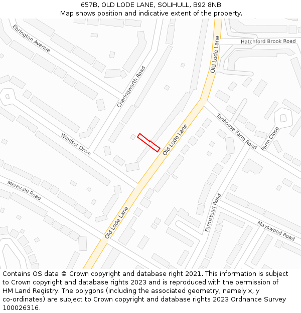 657B, OLD LODE LANE, SOLIHULL, B92 8NB: Location map and indicative extent of plot