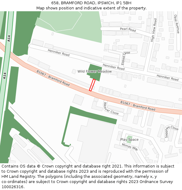 658, BRAMFORD ROAD, IPSWICH, IP1 5BH: Location map and indicative extent of plot