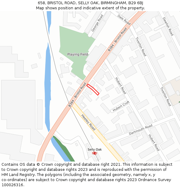 658, BRISTOL ROAD, SELLY OAK, BIRMINGHAM, B29 6BJ: Location map and indicative extent of plot