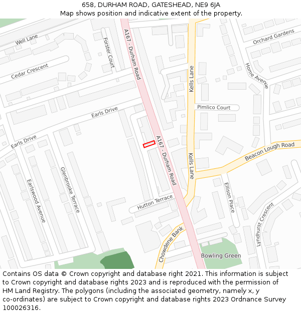 658, DURHAM ROAD, GATESHEAD, NE9 6JA: Location map and indicative extent of plot