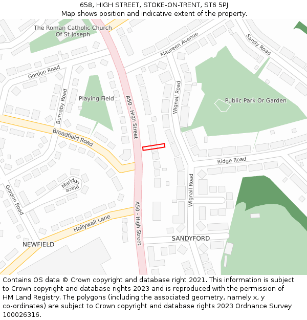 658, HIGH STREET, STOKE-ON-TRENT, ST6 5PJ: Location map and indicative extent of plot