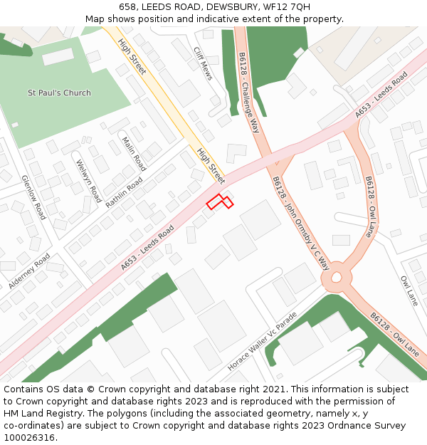 658, LEEDS ROAD, DEWSBURY, WF12 7QH: Location map and indicative extent of plot