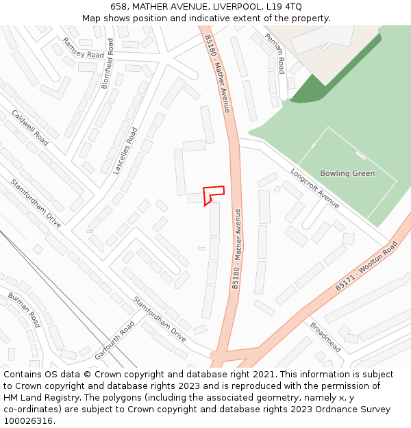 658, MATHER AVENUE, LIVERPOOL, L19 4TQ: Location map and indicative extent of plot