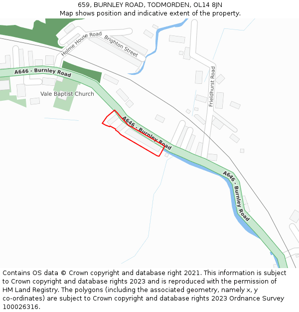 659, BURNLEY ROAD, TODMORDEN, OL14 8JN: Location map and indicative extent of plot